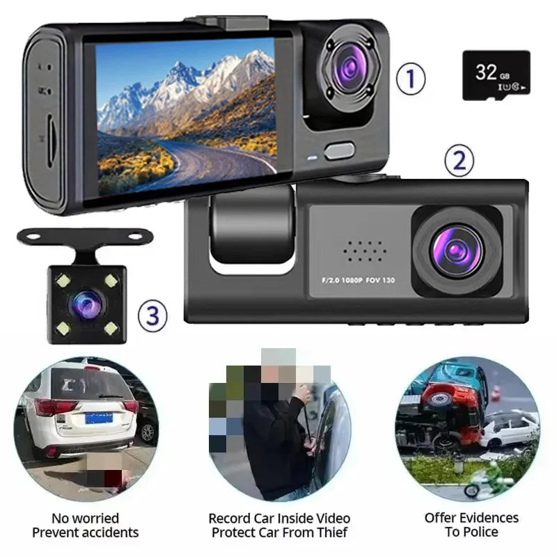 Dash Cam 4K Triple Lens — كاميرا تسجيل احترافية