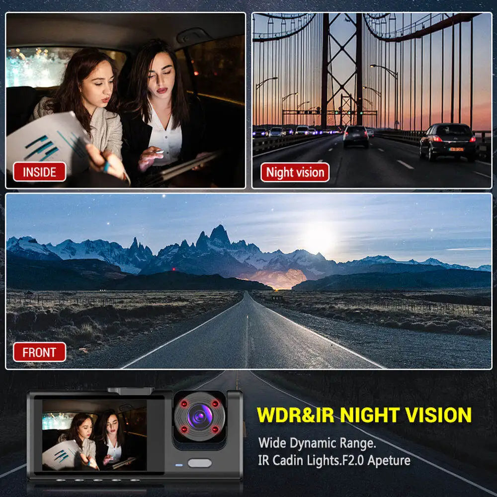 Dash Cam 4K Triple Lens — كاميرا تسجيل احترافية